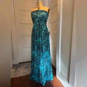 EUC Strapless Knit Patterned Maxi Dress